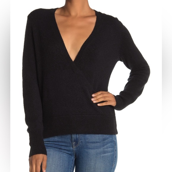 Madewell Sweaters - Madewell NWT Black Faux Wrap Pullover Sweater Size Small